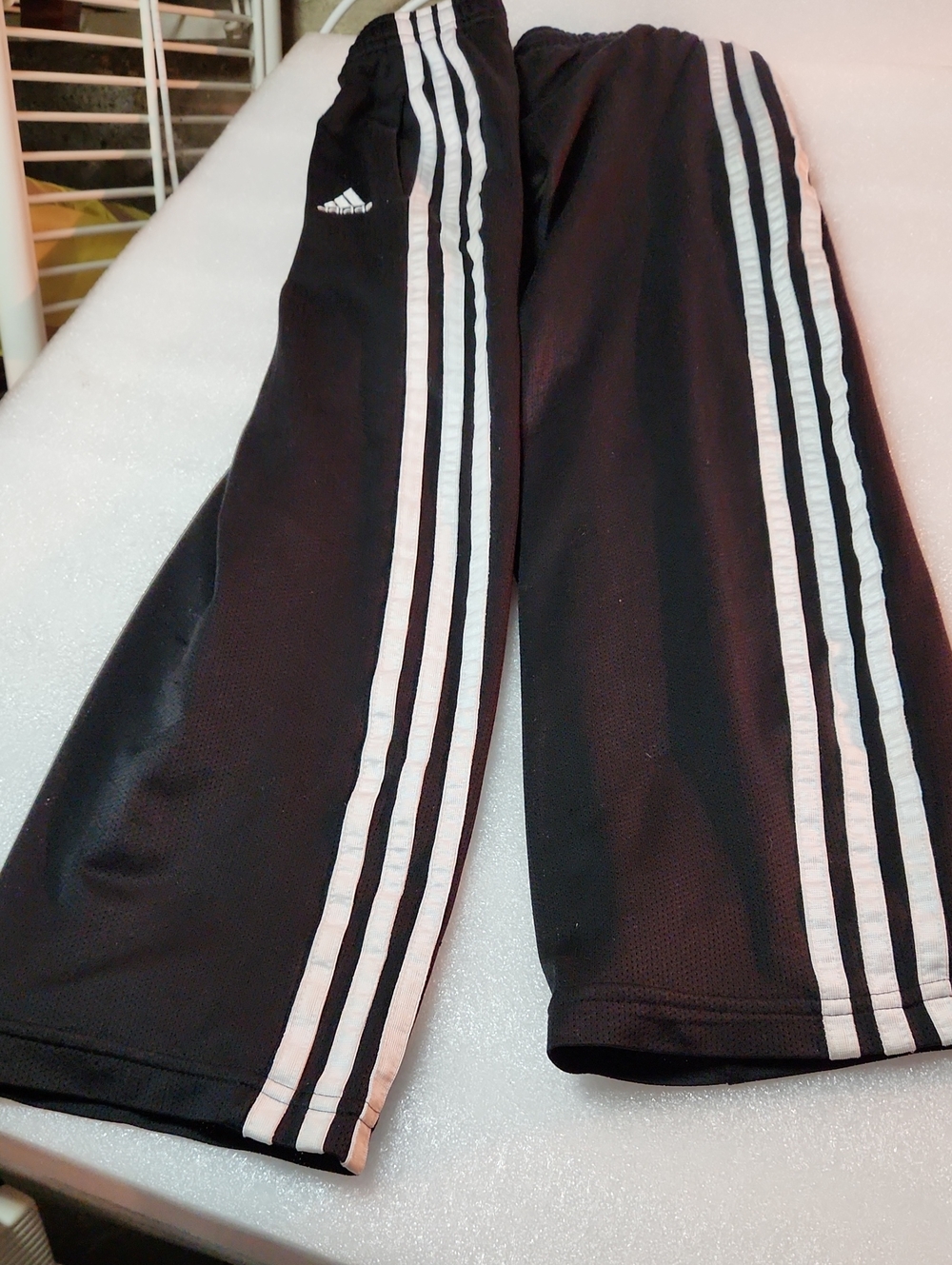 adidas Black Sweatpants with White Three-Stripe Side Trim